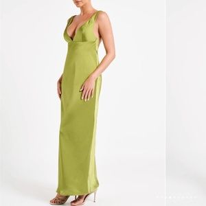 CARMELITA Open Back Pearl Maxi Dress - Parakeet Green
